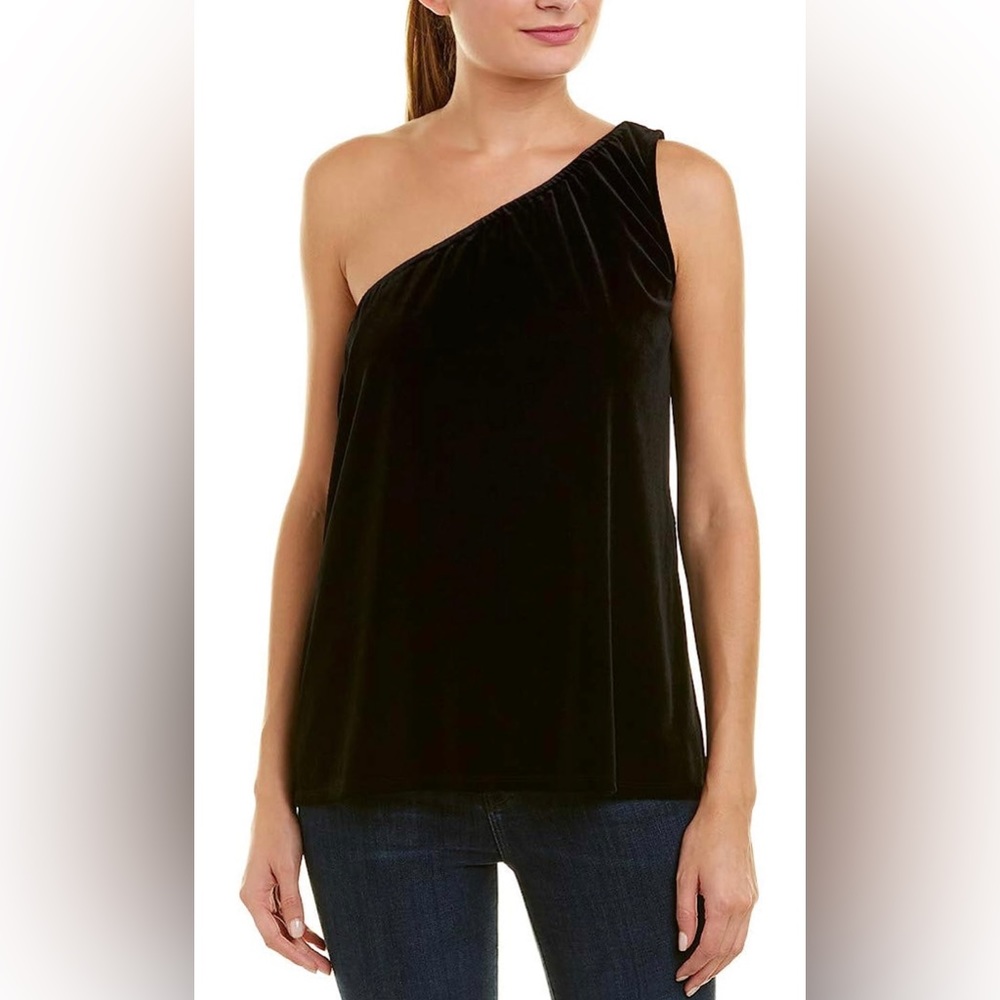 French Connection Aurore Velvet One Shoulder Sleeveless Top, Size Medium